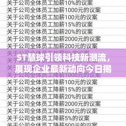 ST慧球引领科技新潮流，展现企业最新动向今日揭秘！