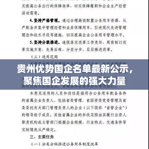 贵州优势国企名单最新公示，聚焦国企发展的强大力量